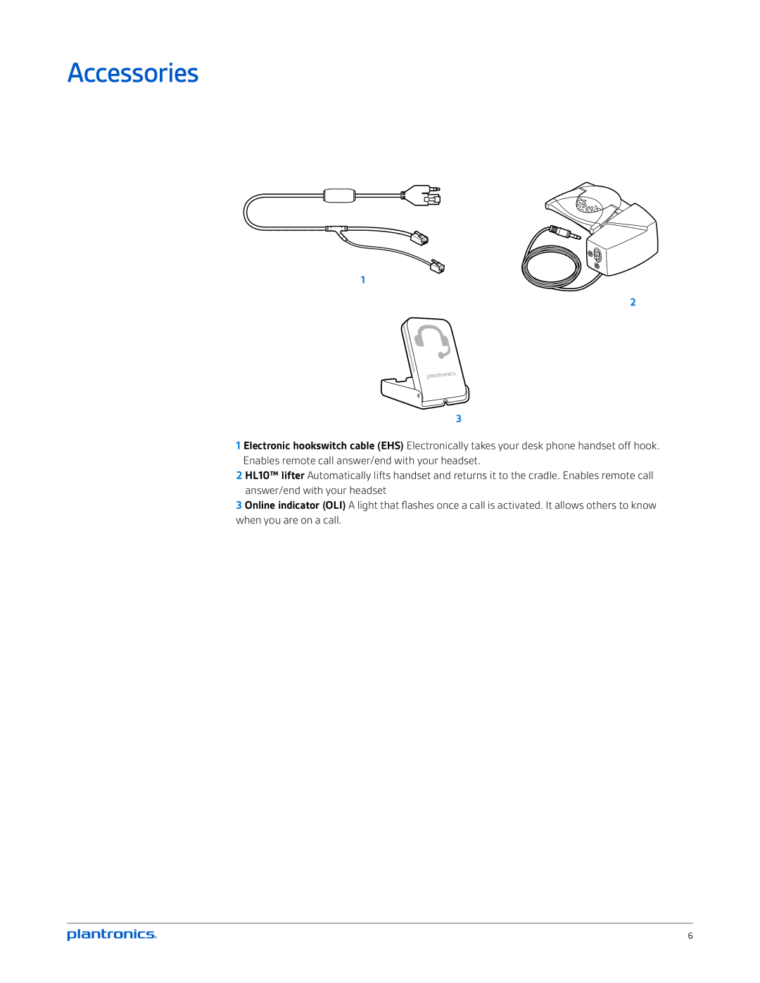 Plantronics CS520-XD, CS510-XD manual Accessories 