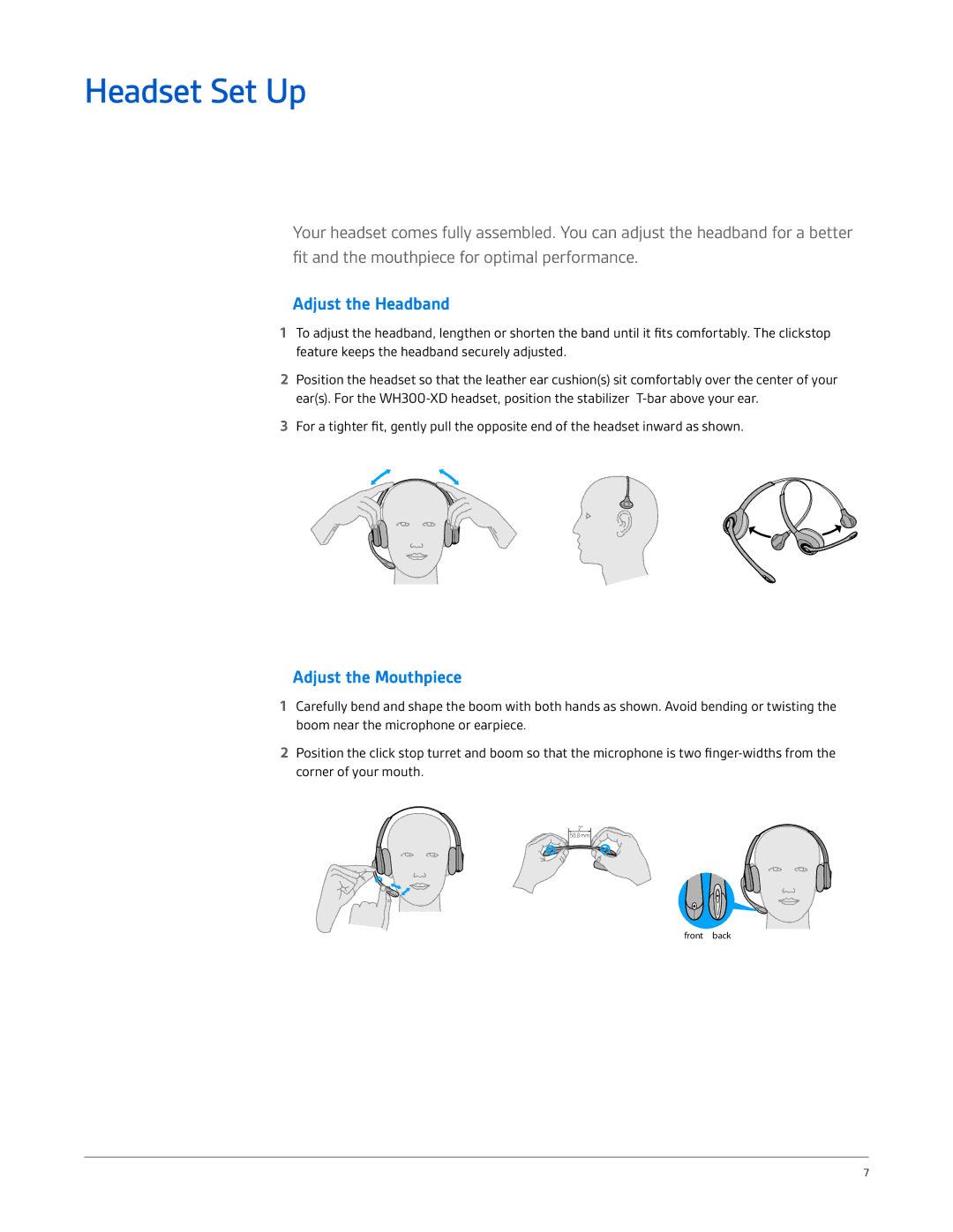 Plantronics CS510-XD, CS520-XD manual Headset Set Up, Adjust the Headband 