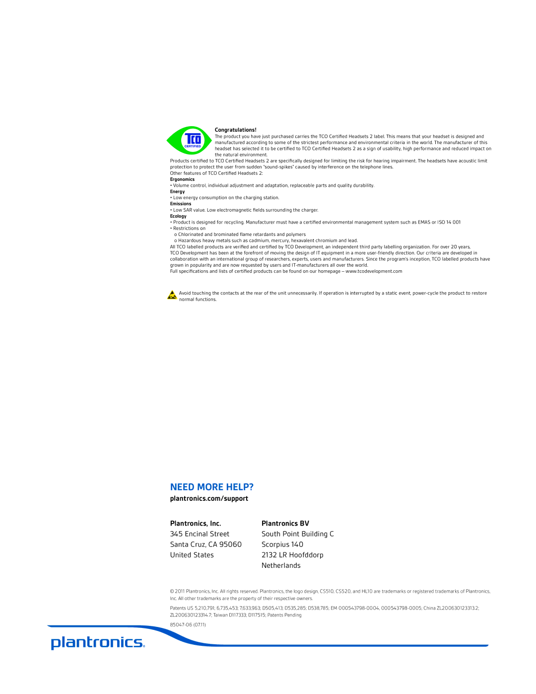 Plantronics CS520 manual Need More HELP? 