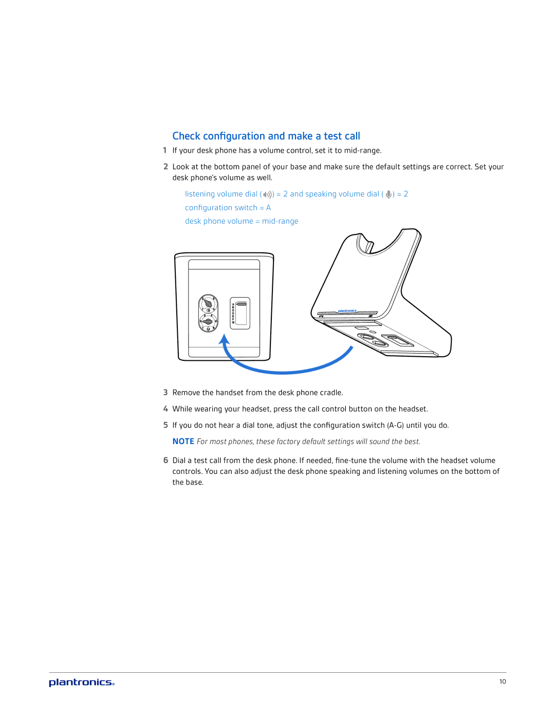 Plantronics CS520A, CS510A manual Check configuration and make a test call 