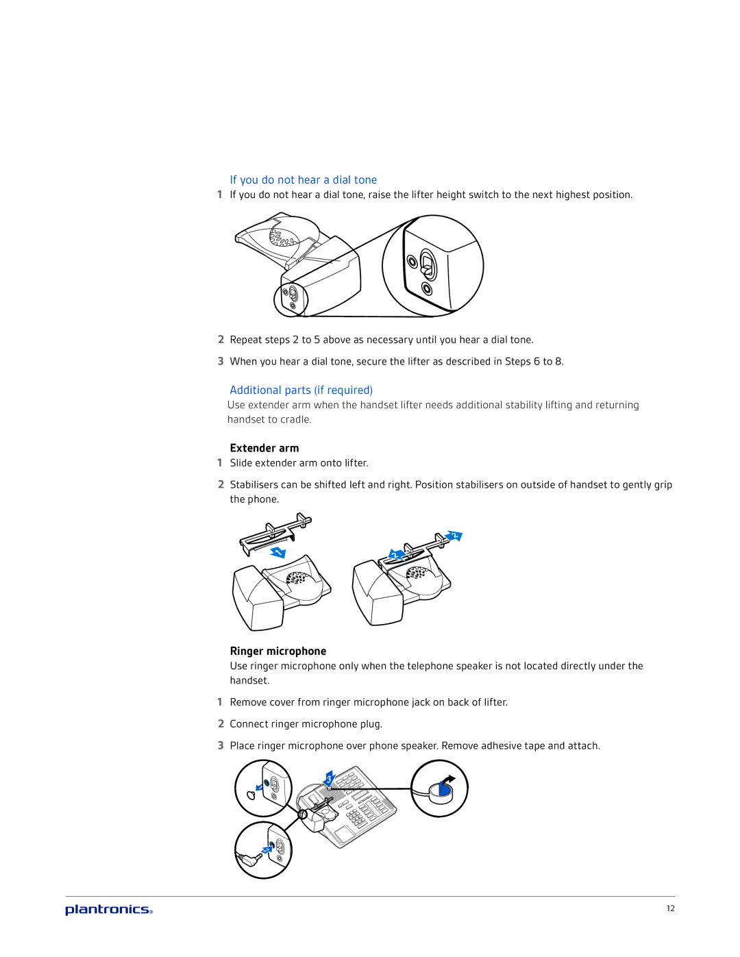 Plantronics CS520A, CS510A manual If you do not hear a dial tone, Additional parts if required 