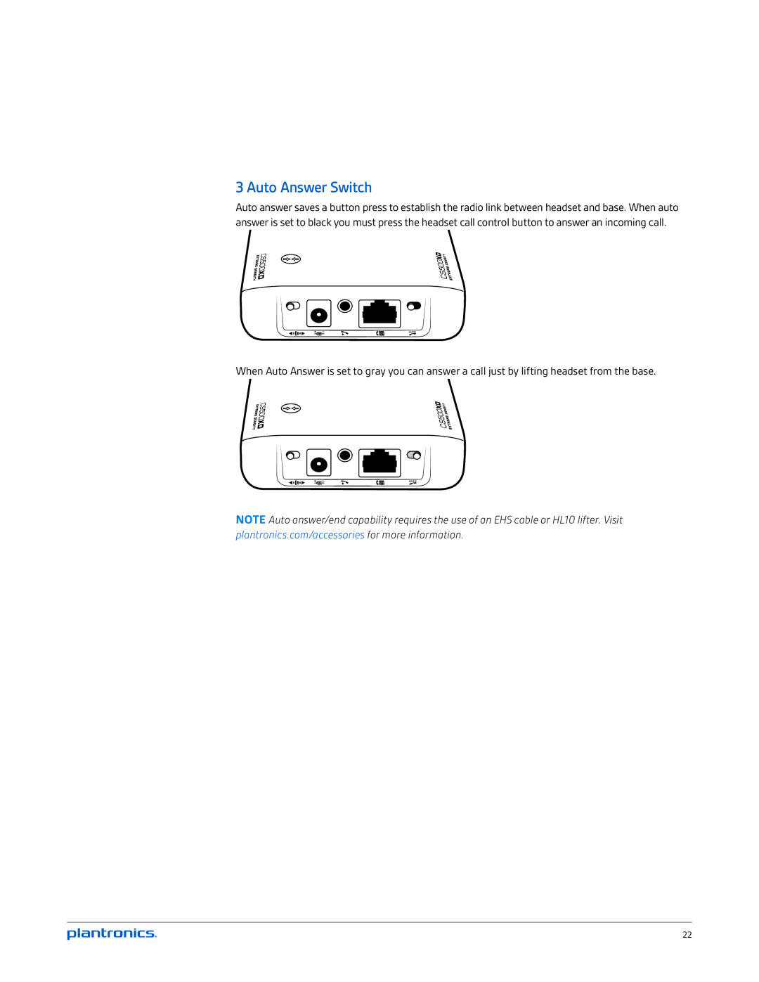 Plantronics CS540-XD manual Auto Answer Switch 