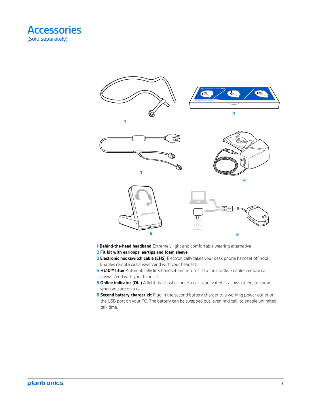 Plantronics CS540-XD manual Accessories 