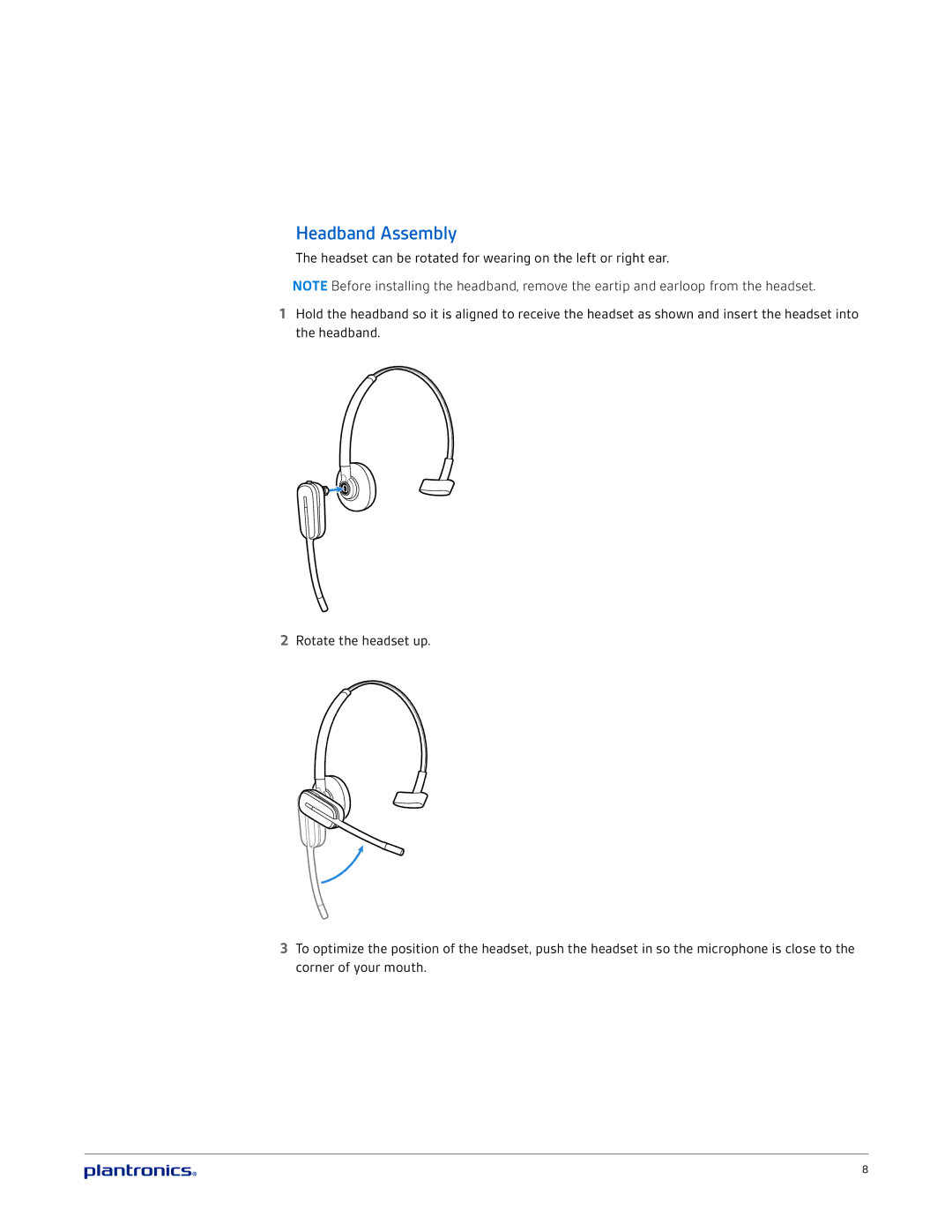 Plantronics CS540 manual Headband Assembly 