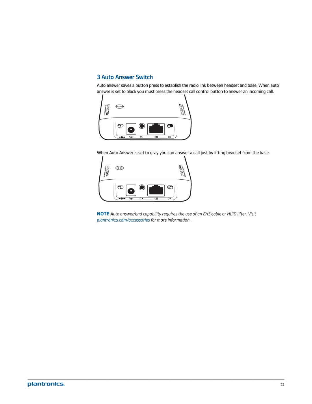 Plantronics CS545-XD manual Auto Answer Switch 