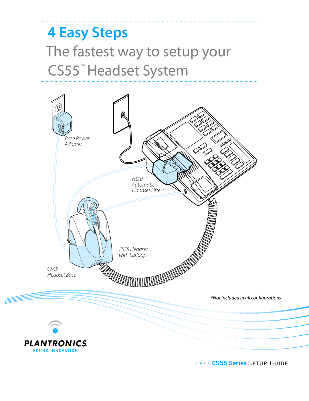 Plantronics CS55 Series setup guide Base Power Adapter HL10 Automatic Handset Lifter, CS55 Headset Base 