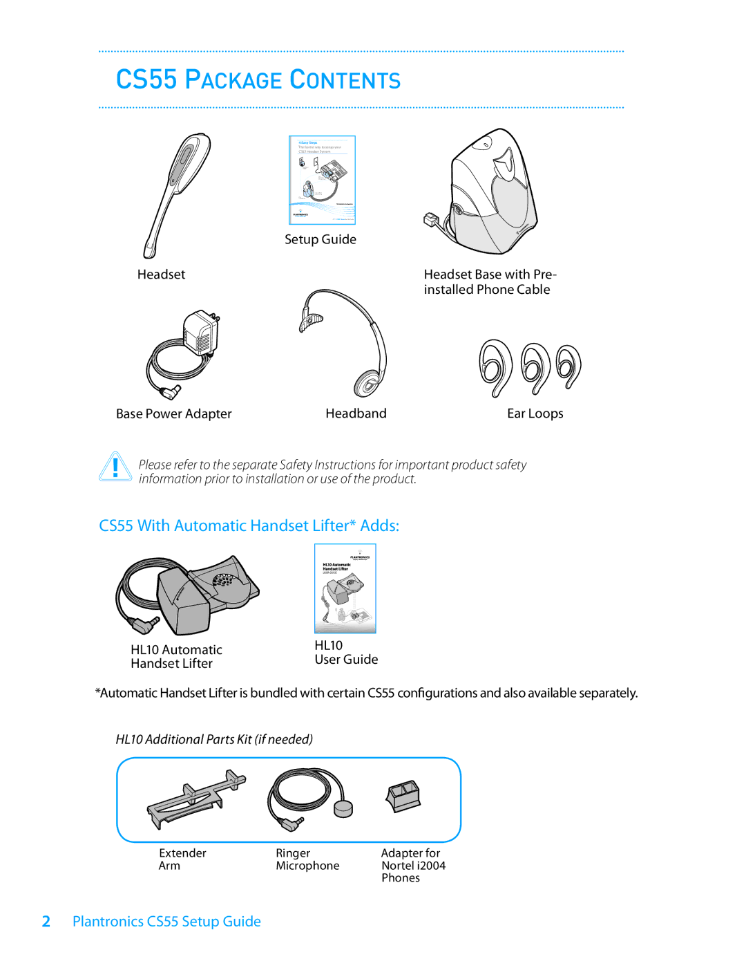 Plantronics CS55 Series setup guide CS55 Package Contents 