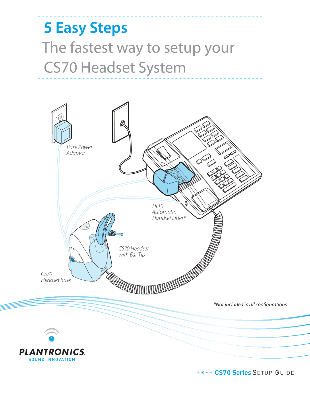 Plantronics CS70 Series setup guide Base Power Adaptor HL10 Automatic Handset Lifter, CS70 Headset Base 