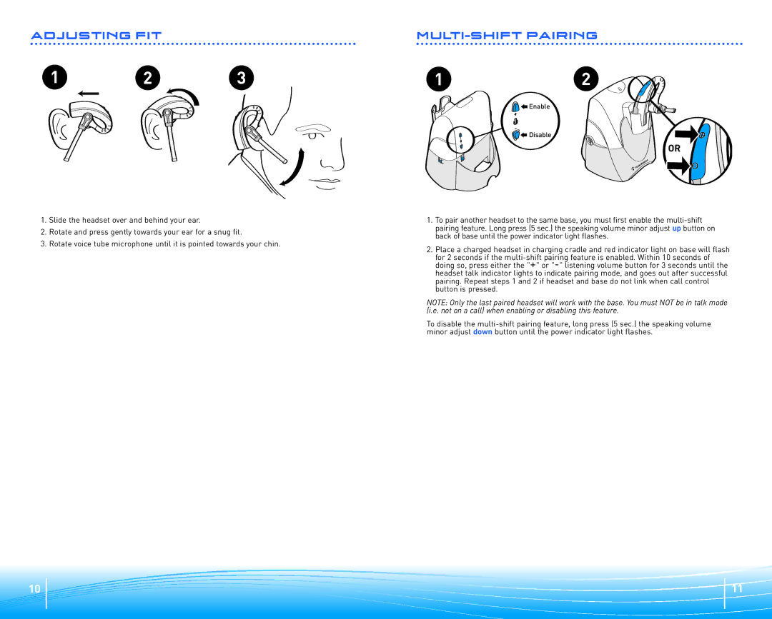 Plantronics CS70 warranty Enable Disable 