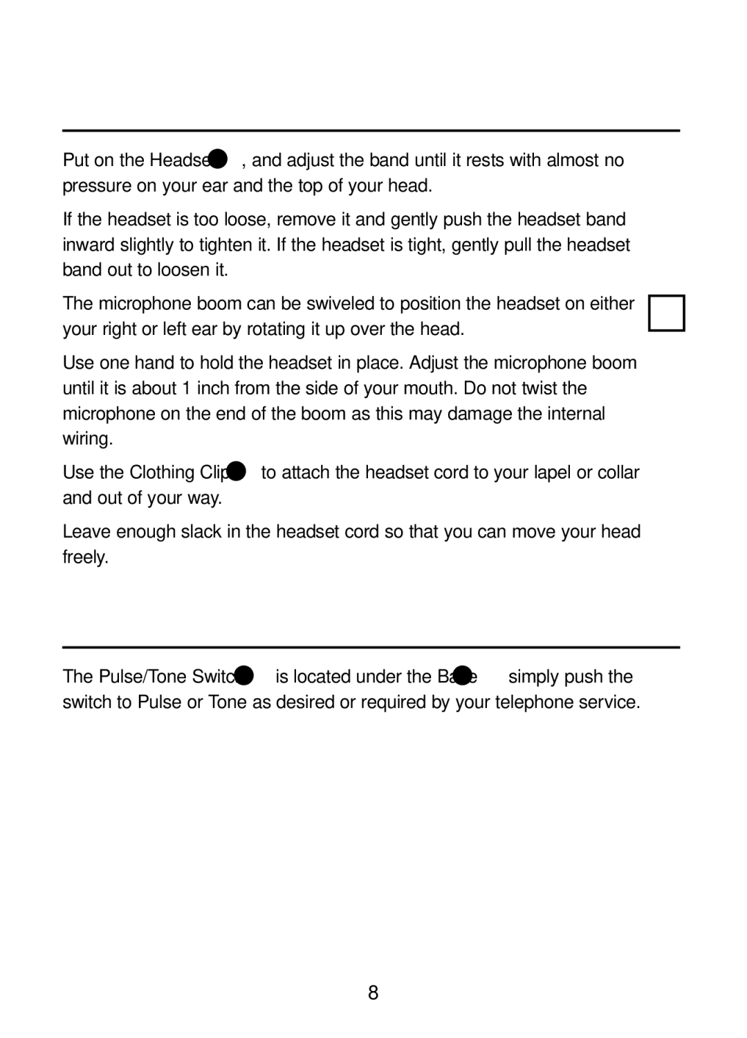 Plantronics 47349-01, CT10 manual Setup the Headset, PULSE/TONE Switch 