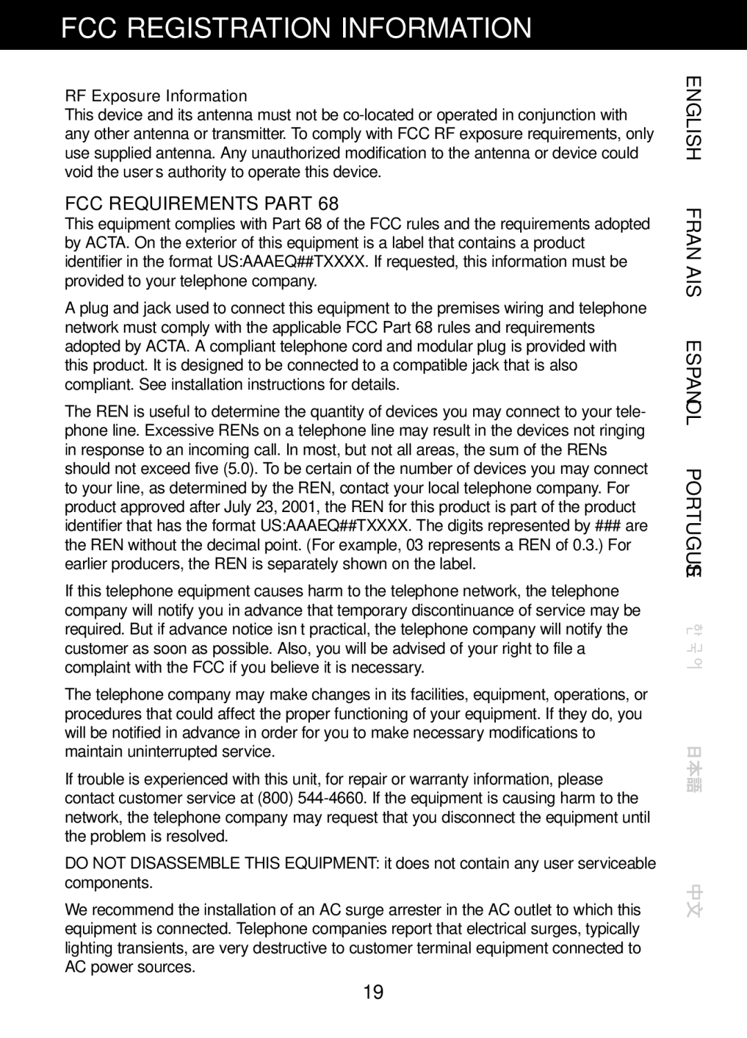 Plantronics CT10, 47349-01 manual RF Exposure Information 