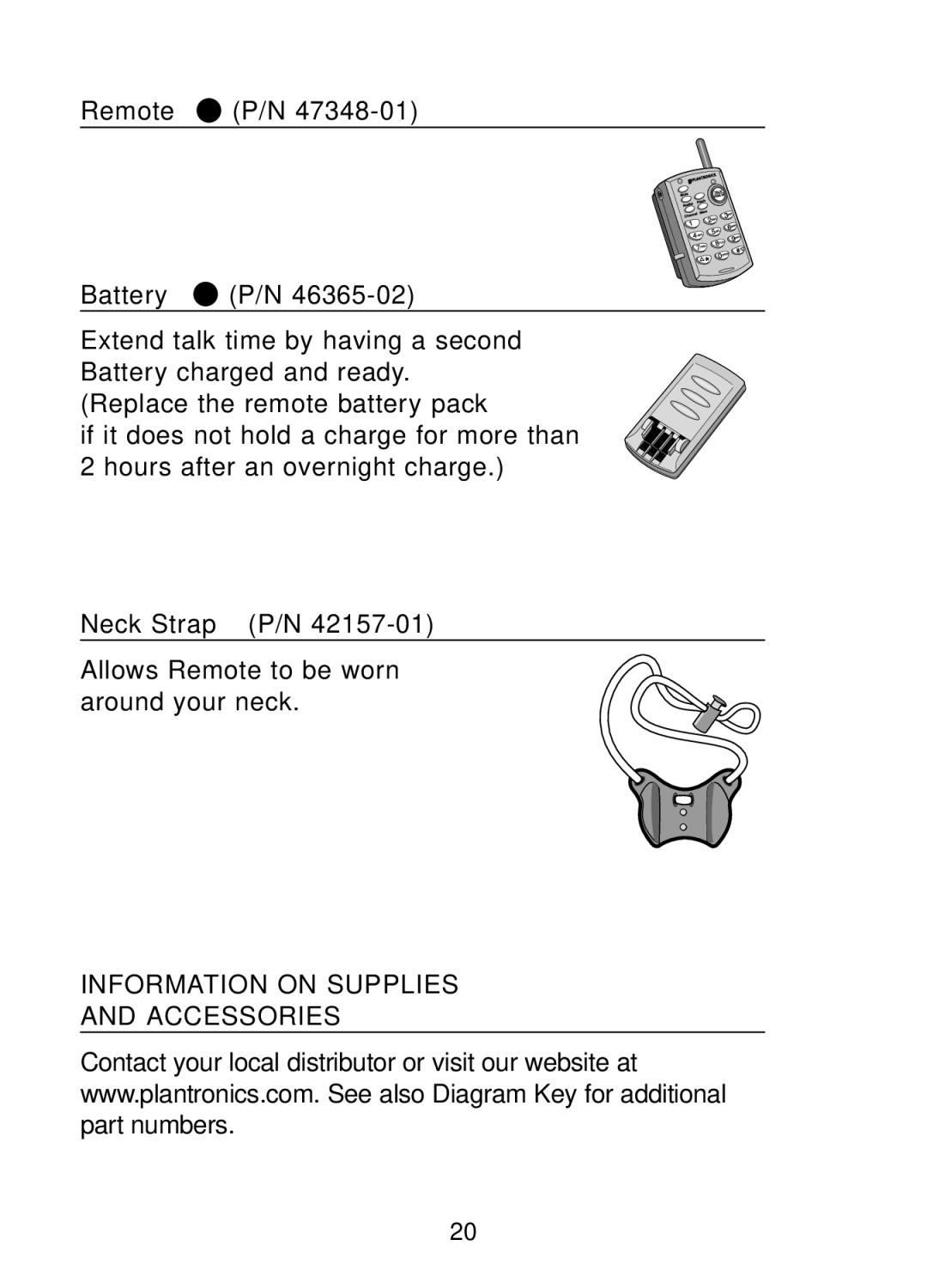 Plantronics 47349-01, CT10 manual Supplies and Accessories 