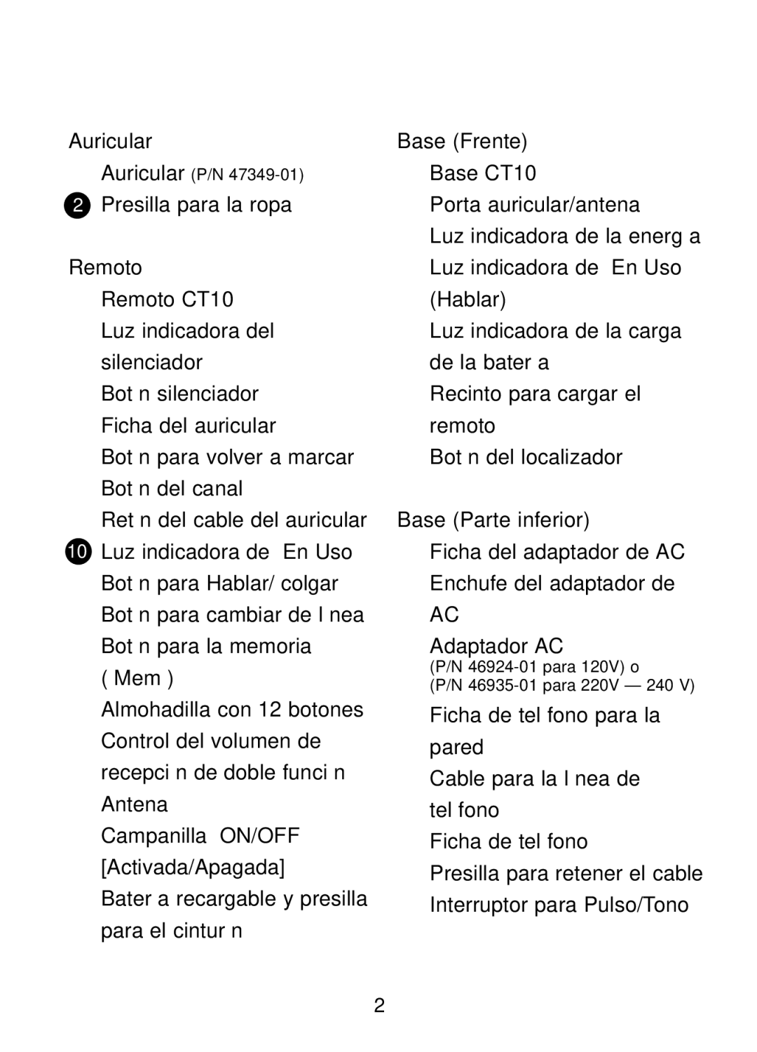 Plantronics 47349-01, CT10 manual Clave DEL Diagrama, Remoto 