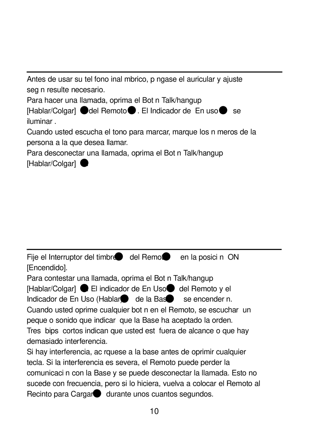 Plantronics 47349-01, CT10 manual Modo DE Hacer UNA Llamada, Modo DE Recibir UNA Llamada 