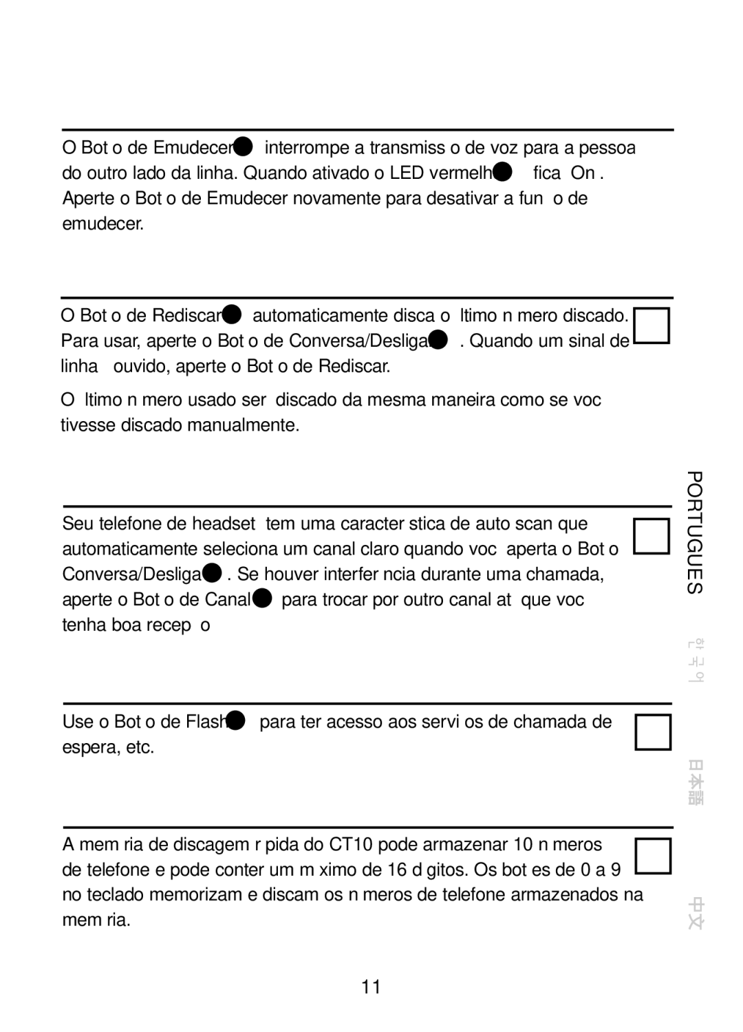 Plantronics CT10, 47349-01 manual Emudecedor, Rediscar, MEM Memória, Botões Especiais 