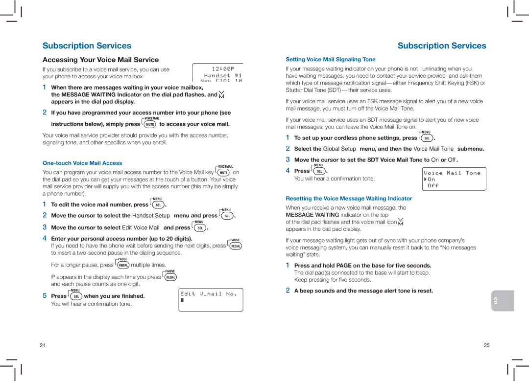 Plantronics CT14 manual One-touch Voice Mail Access, Setting Voice Mail Signaling Tone 