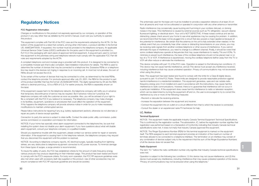 Plantronics CT14 manual Regulatory Notices 