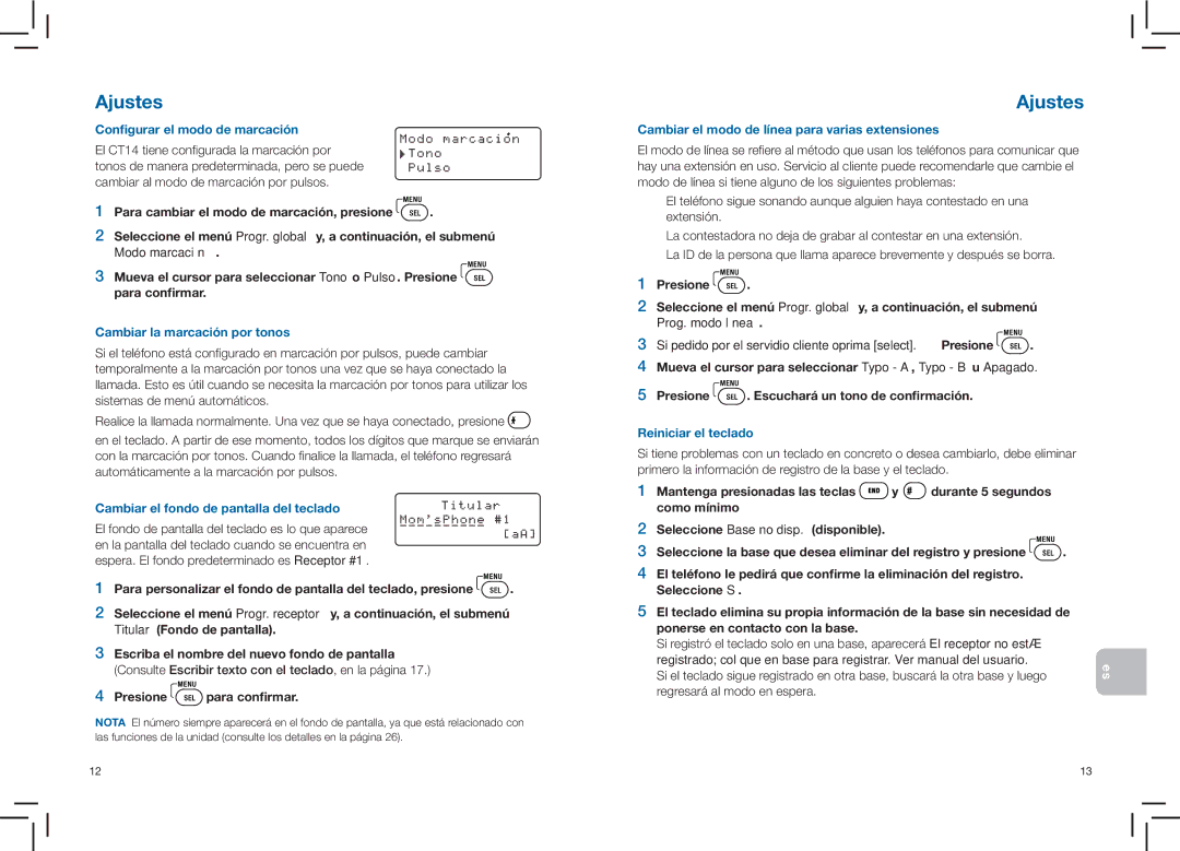 Plantronics CT14 manual Para cambiar el modo de marcación, presione 