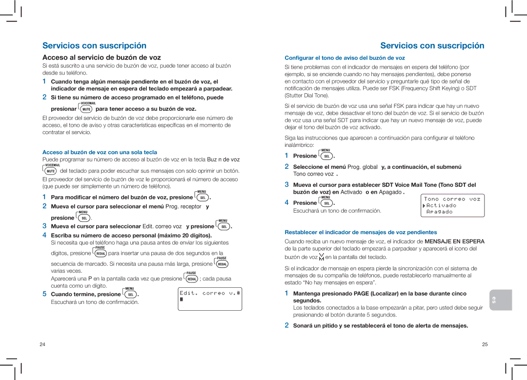 Plantronics CT14 manual Acceso al buzón de voz con una sola tecla, Escuchará un tono de conﬁrmación 