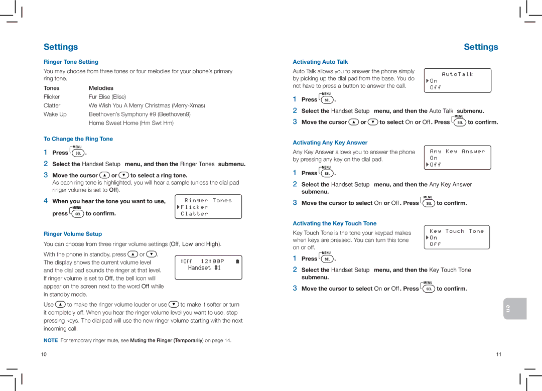 Plantronics CT14 manual When you hear the tone you want to use Press to conﬁrm 