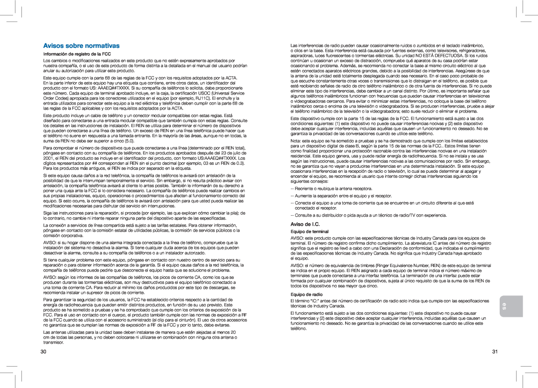 Plantronics CT14 manual Avisos sobre normativas, Aviso de I.C 
