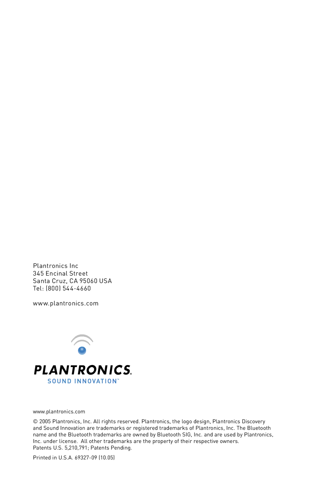 Plantronics DISCOVERY manual 