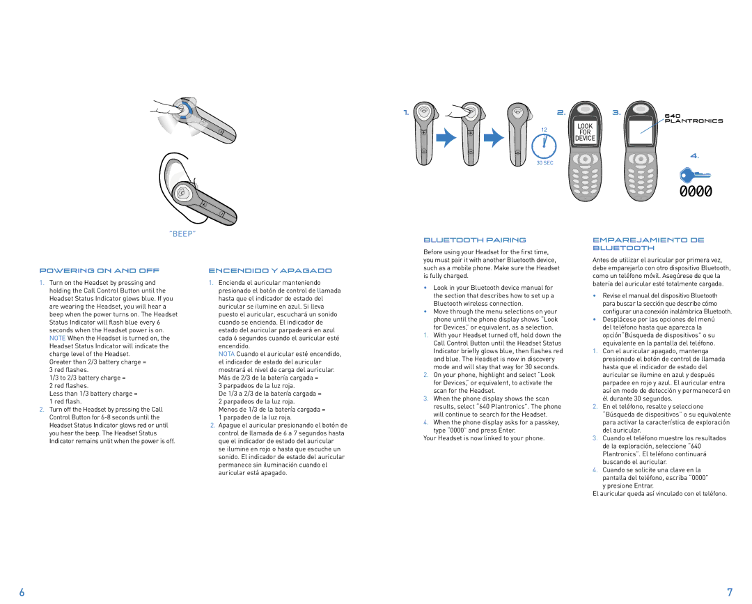 Plantronics DISCOVERY manual Beep, Encendido Y Apagado 