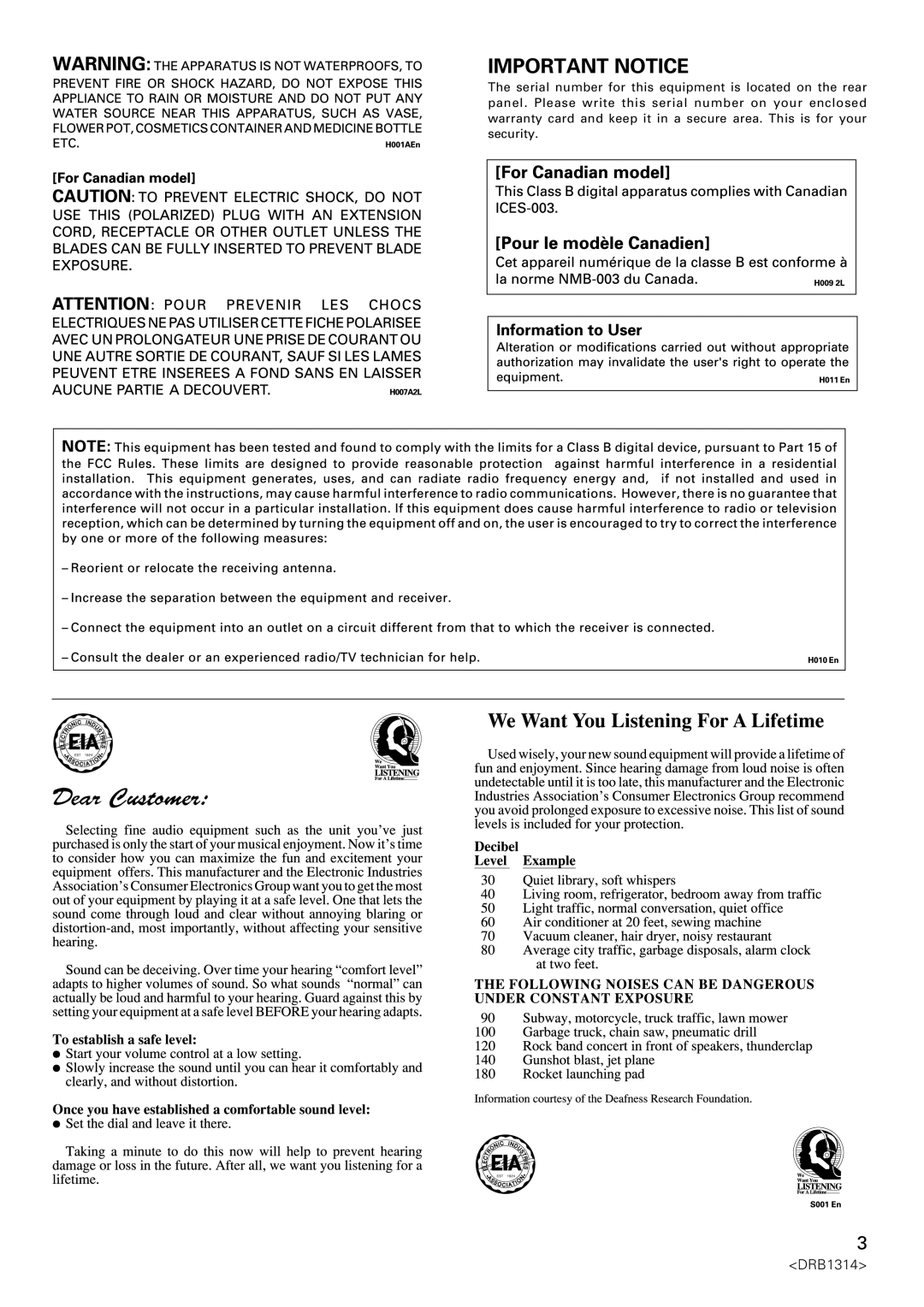 Plantronics DJM-3000 operating instructions Important Notice 