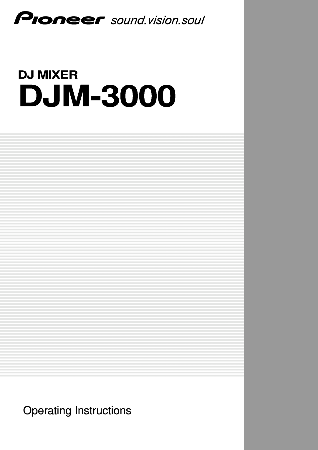 Plantronics DJM-3000 operating instructions Dj Mixer, Operating Instructions 