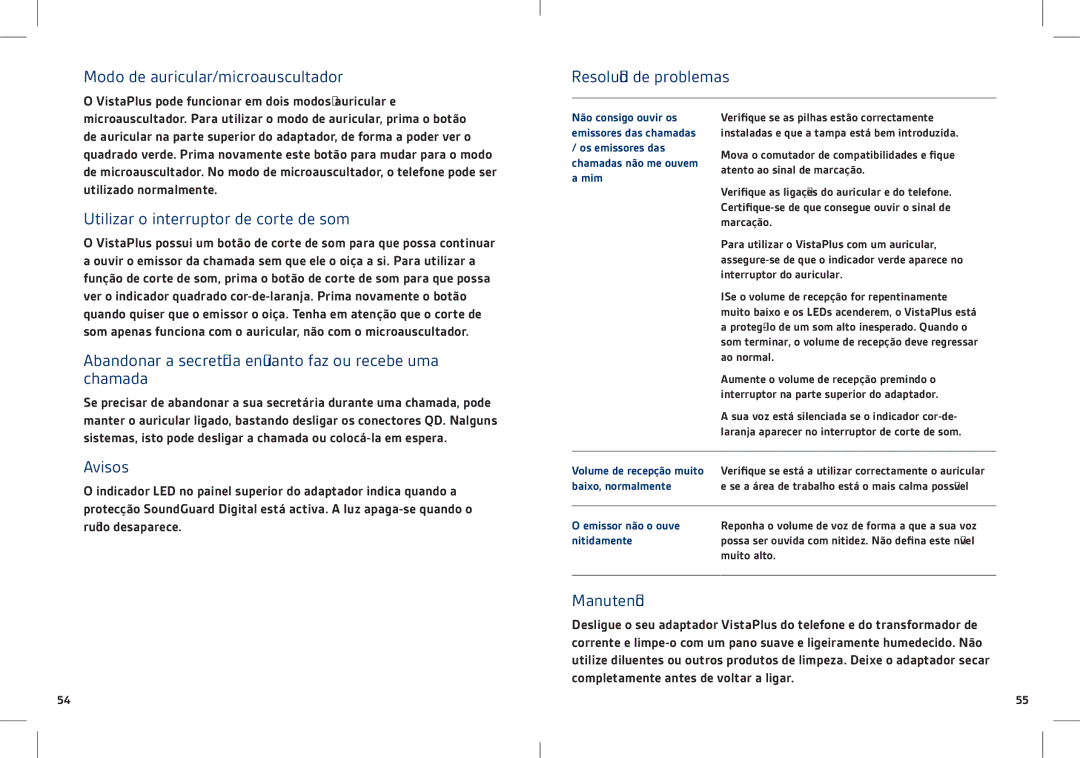 Plantronics DM15 manual Modo de auricular/microauscultador Resolução de problemas, Utilizar o interruptor de corte de som 