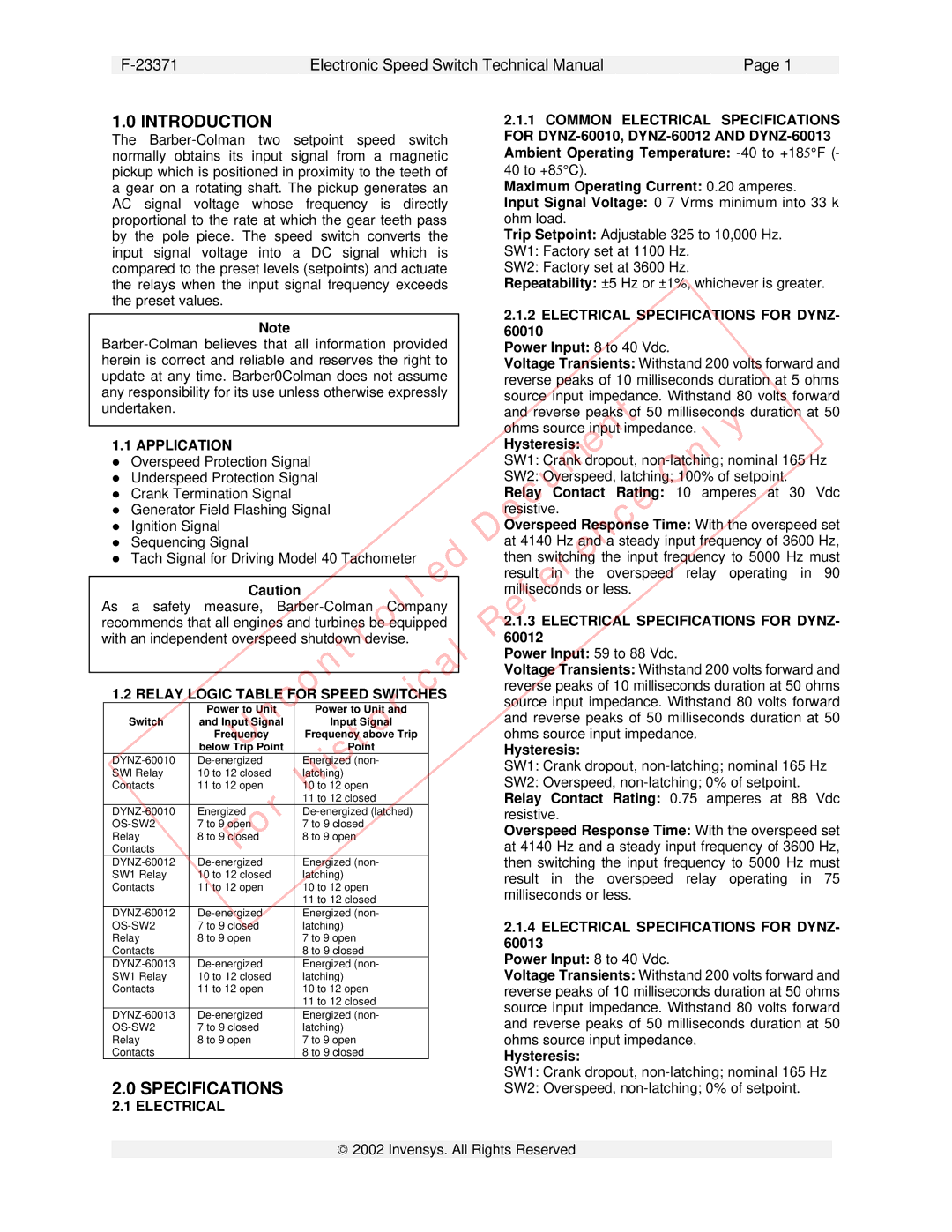 Plantronics DYNZ-600 Series technical manual Document, Introduction, Specifications 