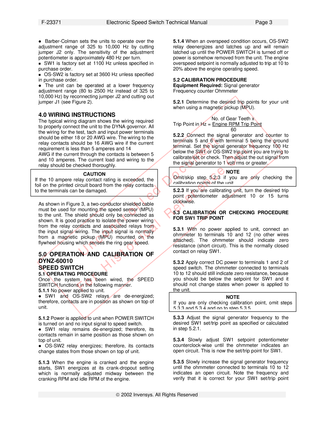 Plantronics DYNZ-600 Series technical manual Wiring Instructions, Operation and Calibration, Speed Switch 