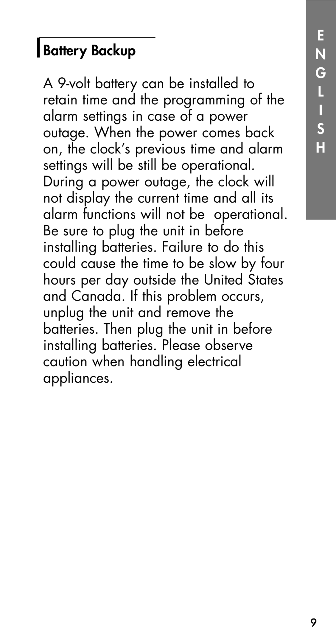 Plantronics Fire Alarm manual Battery Backup, E N G L I S H 
