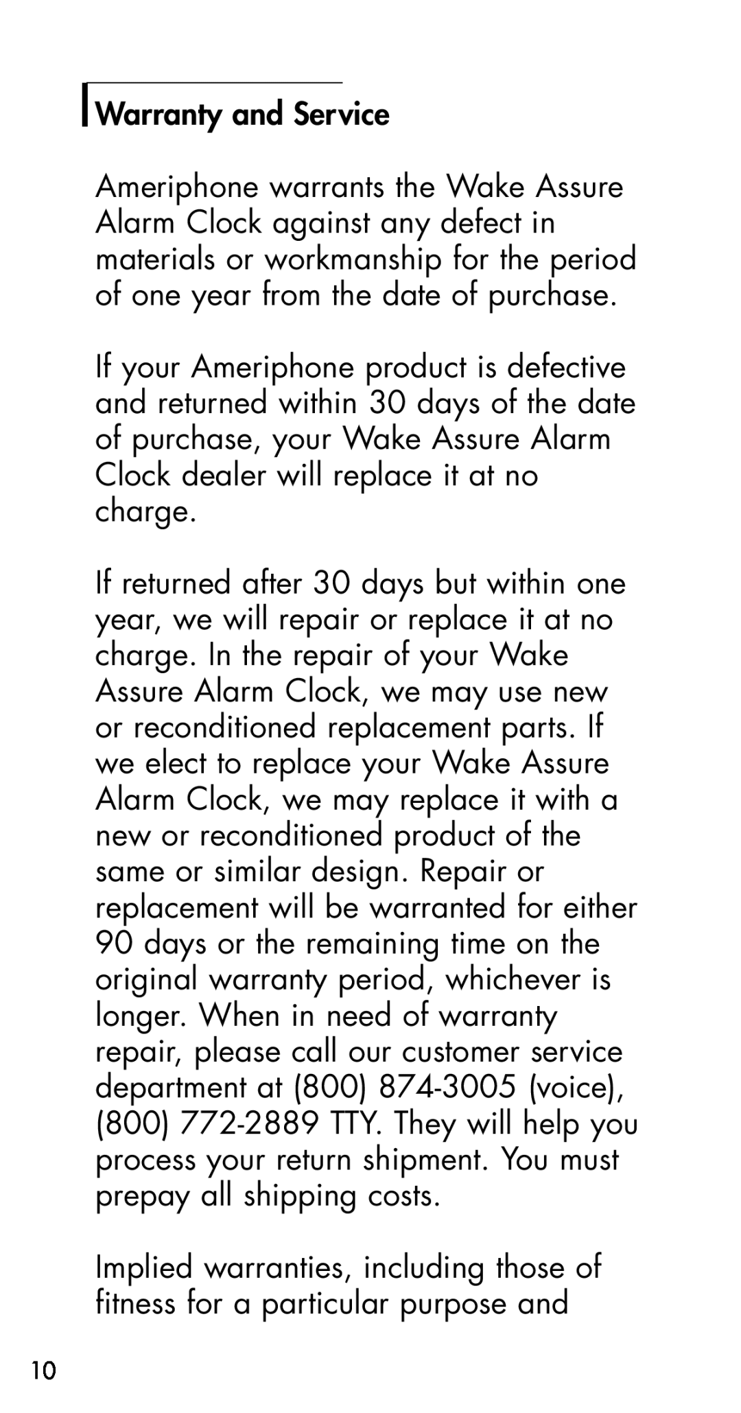 Plantronics Fire Alarm manual Warranty and Service 