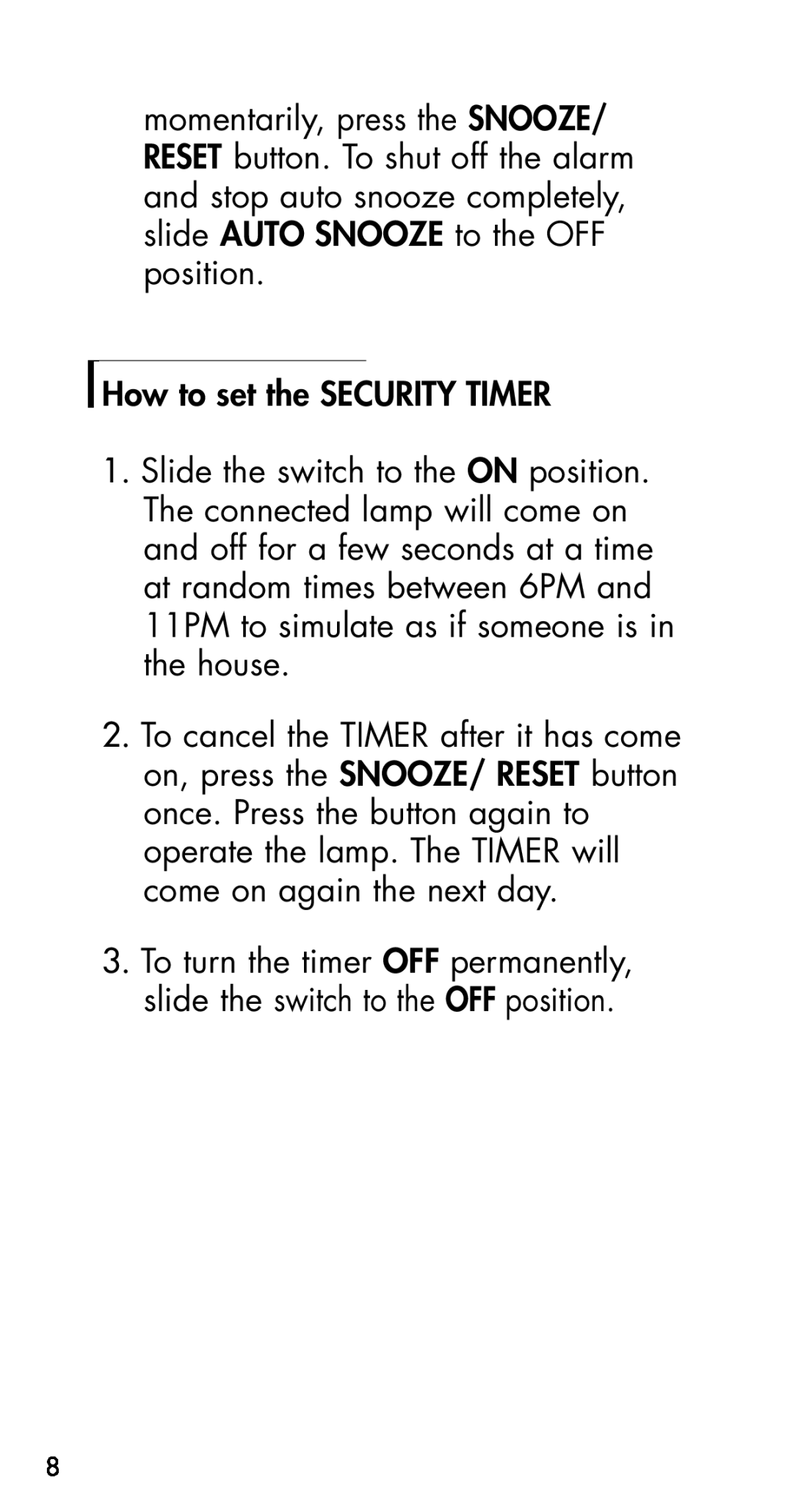 Plantronics Fire Alarm manual How to set the SECURITY TIMER 