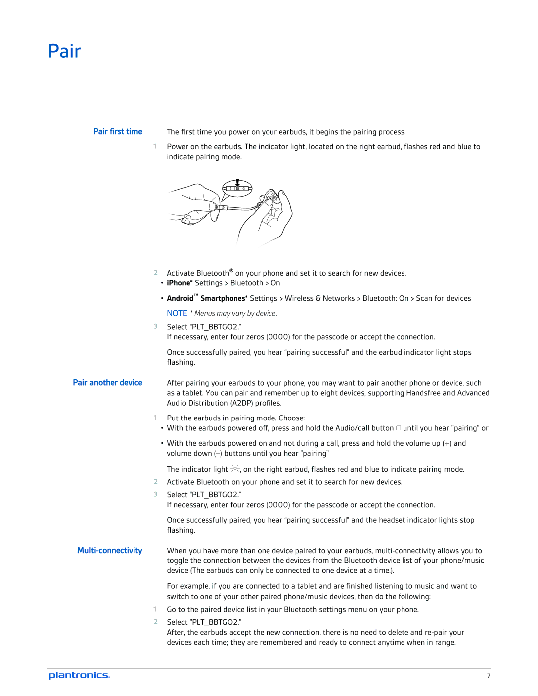 Plantronics GO 2 manual Pair, Multi-connectivity 