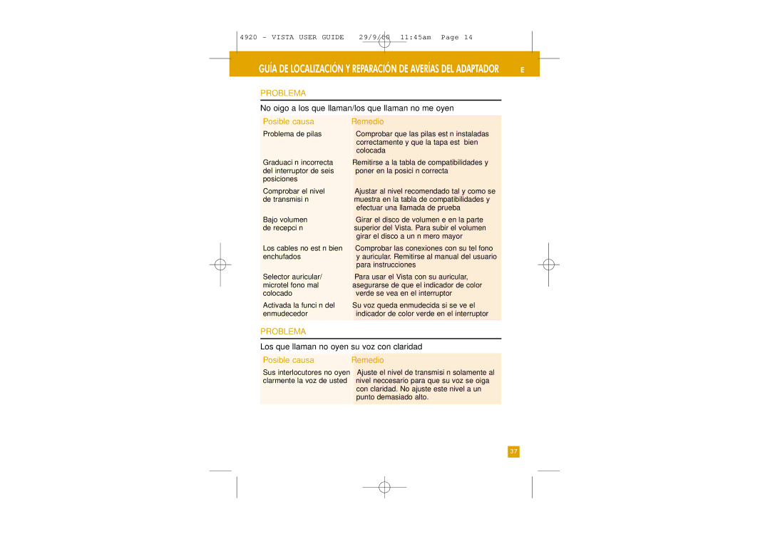 Plantronics M12 manual Posible causa Remedio, Problema 