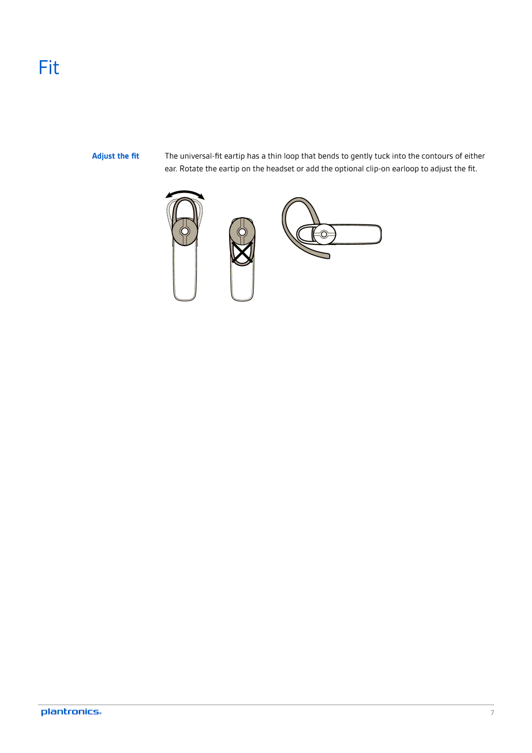 Plantronics M165 manual Fit 