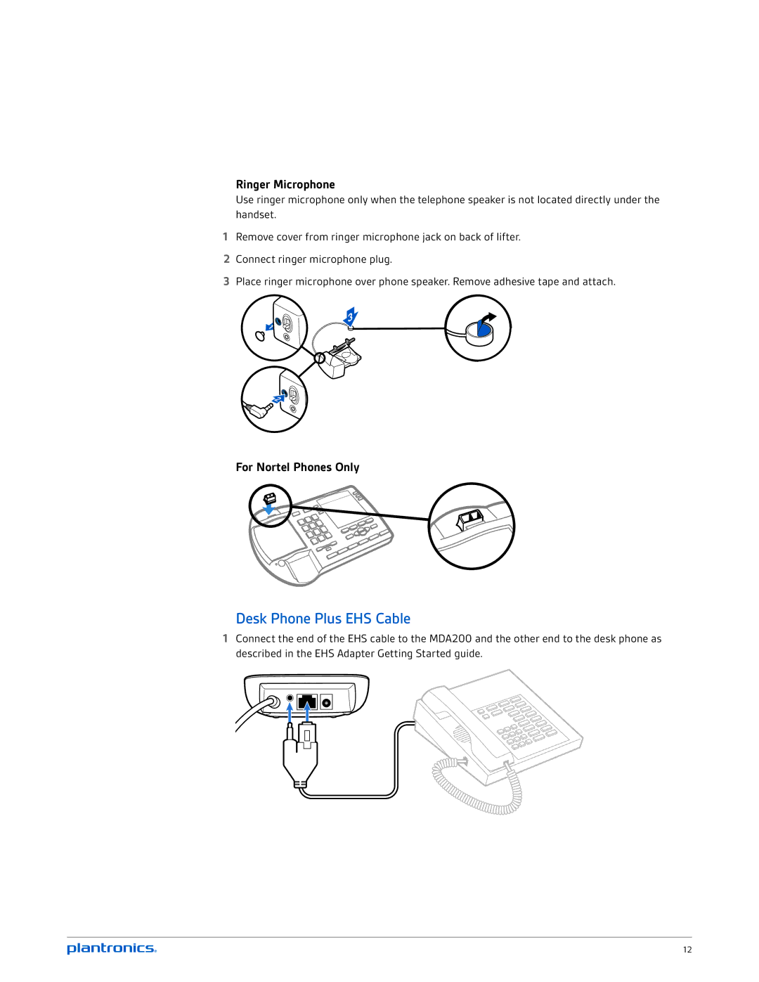 Plantronics mda200 manual Desk Phone Plus EHS Cable, Ringer Microphone 
