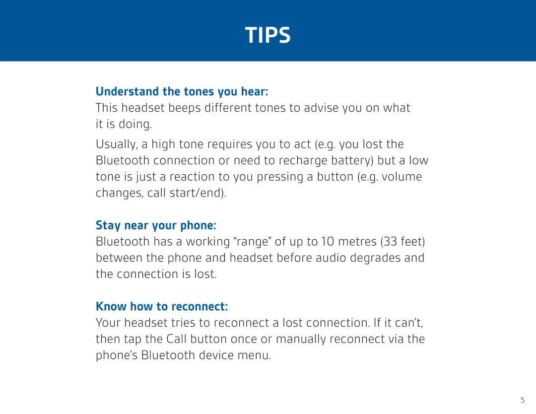 Plantronics ML12, ML10 manual Tips, Understand the tones you hear 