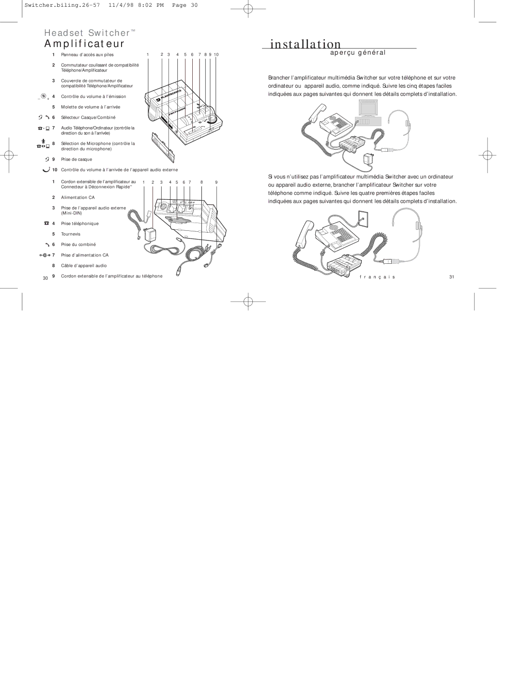 Plantronics MX10 manual Aperçu général 