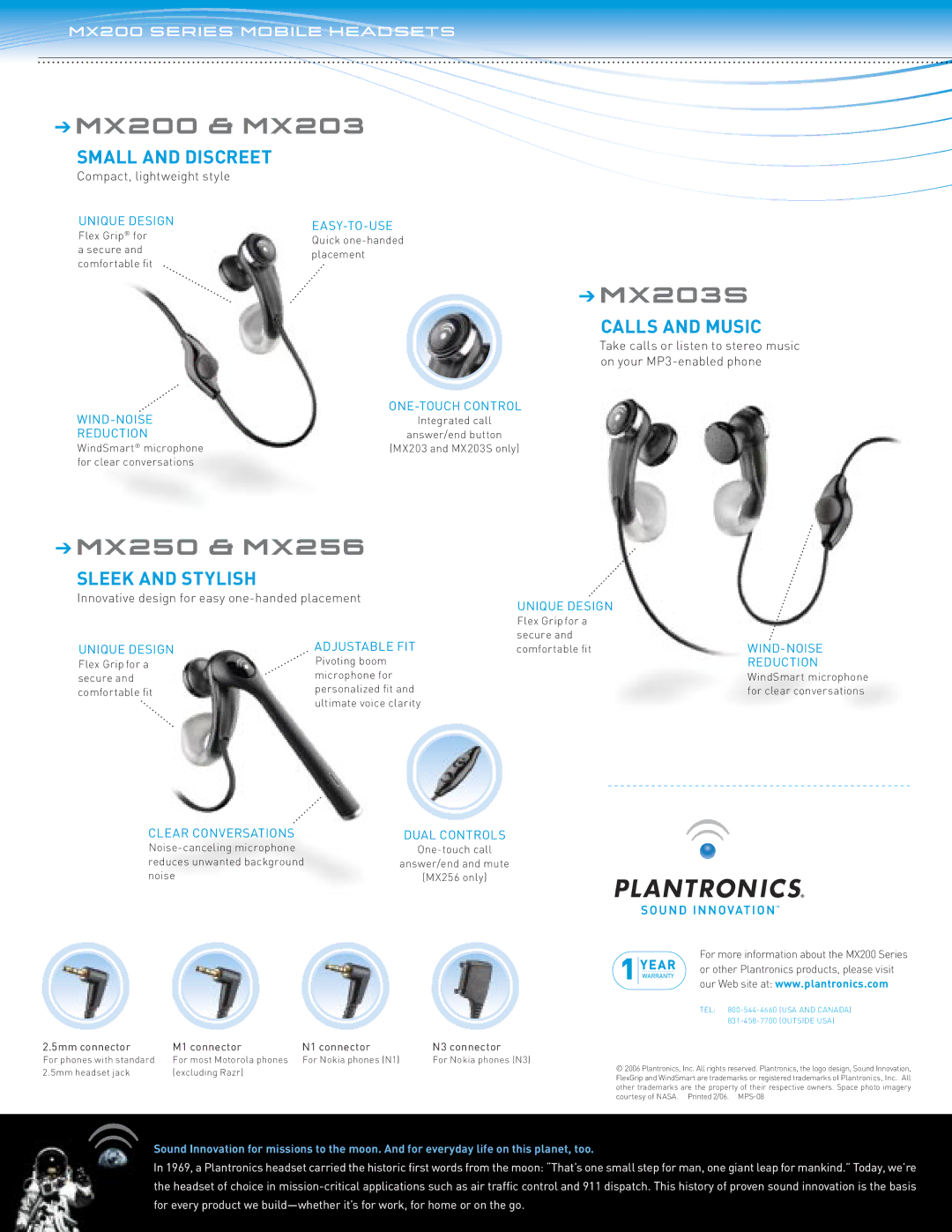 Plantronics MX200 Series manual MX200 & MX203, MX203S, MX250 & MX256 