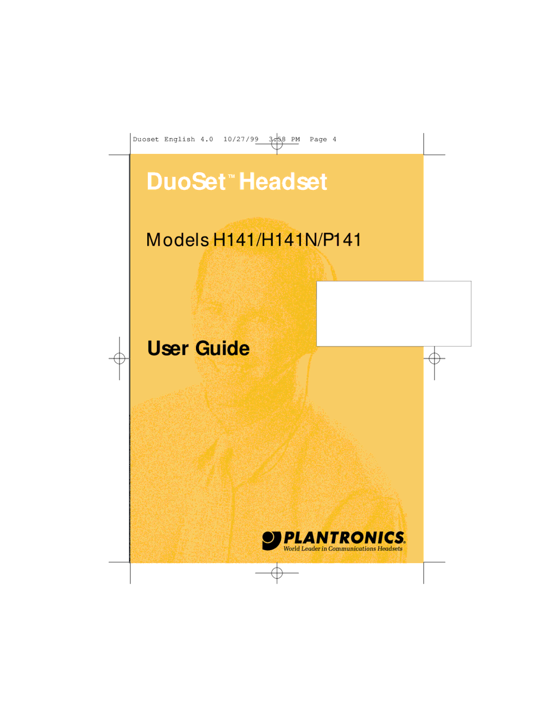 Plantronics H141N, P141 manual DuoSet Headset 