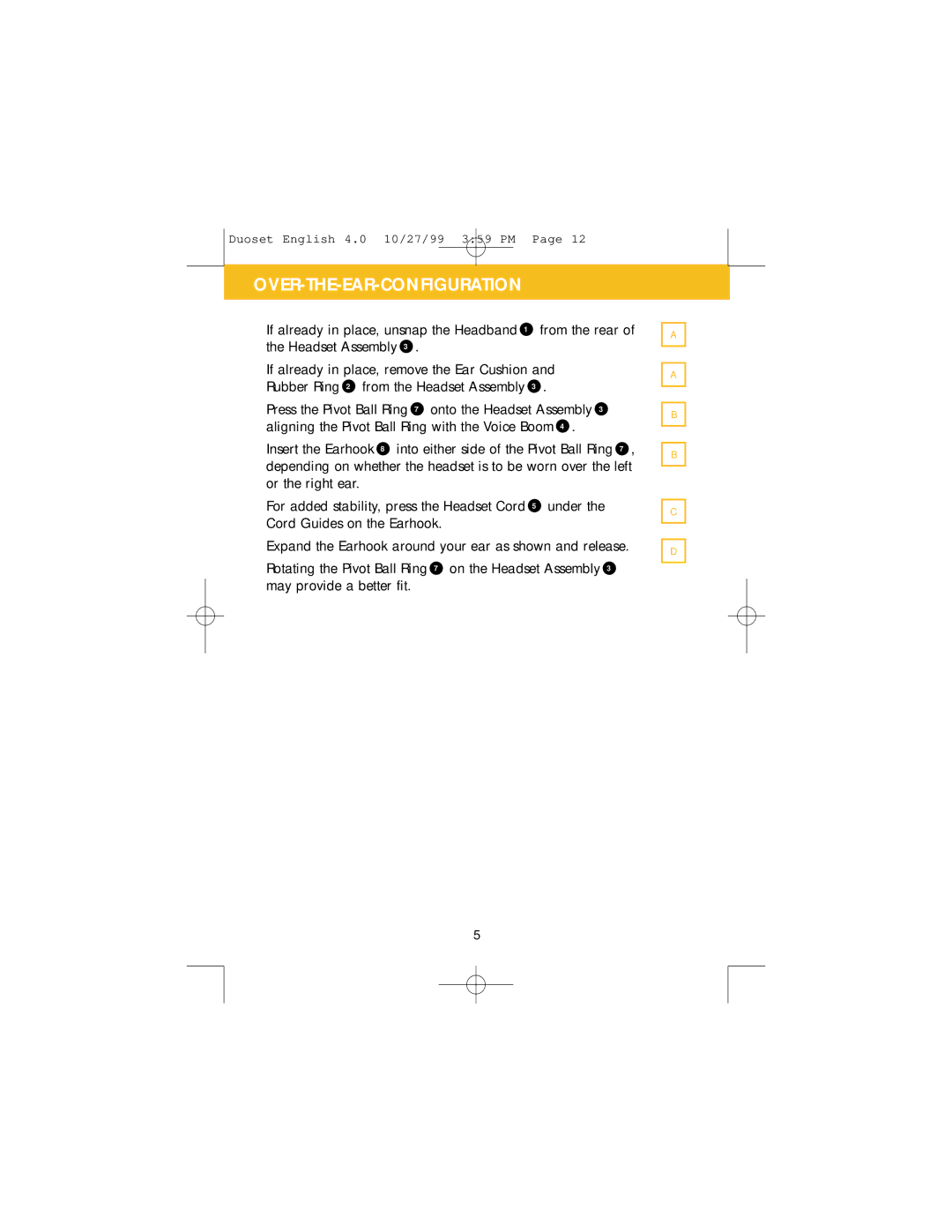 Plantronics P141, H141N manual Over-The-Ear-Configuration 