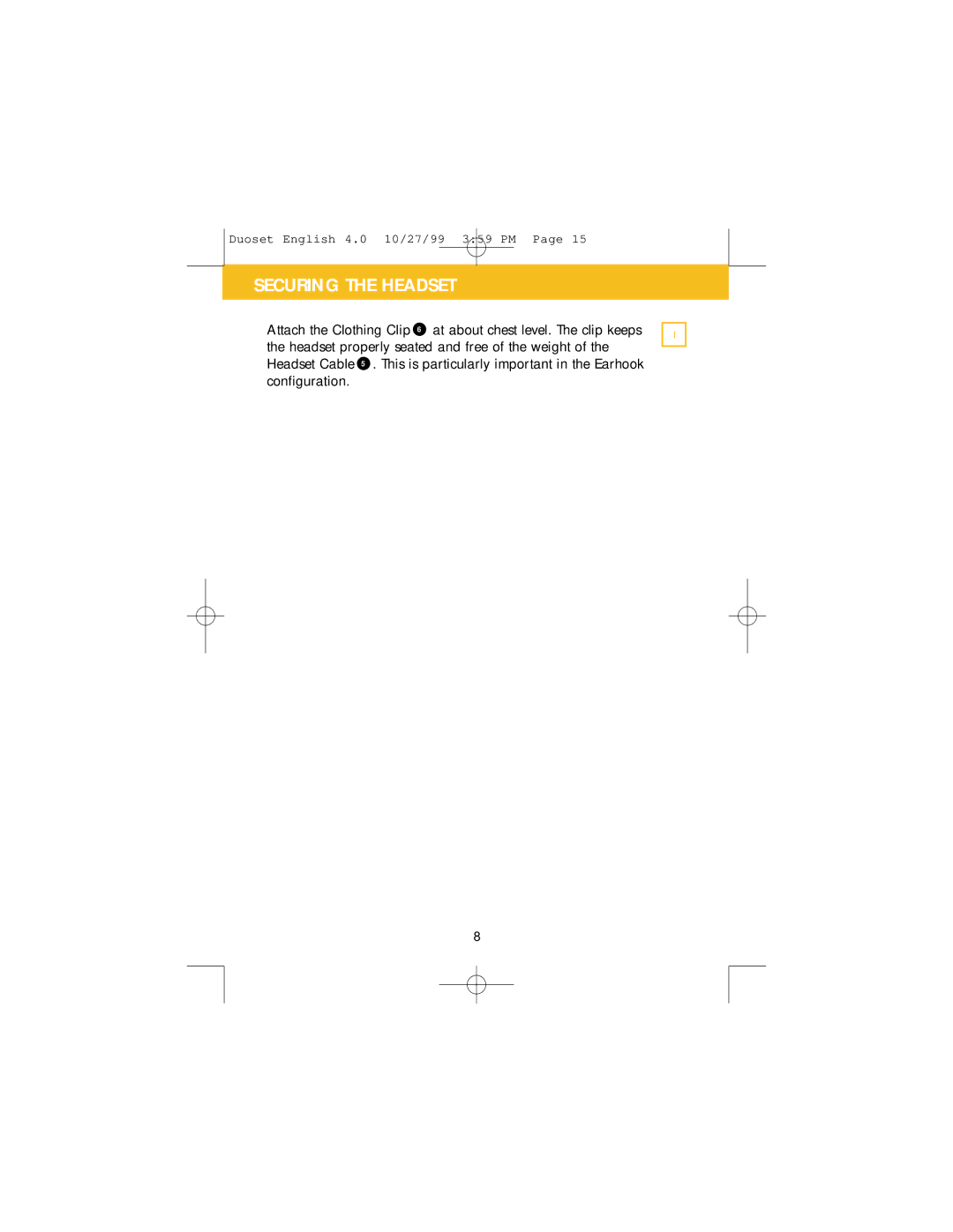 Plantronics P141, H141N manual Securing the Headset 