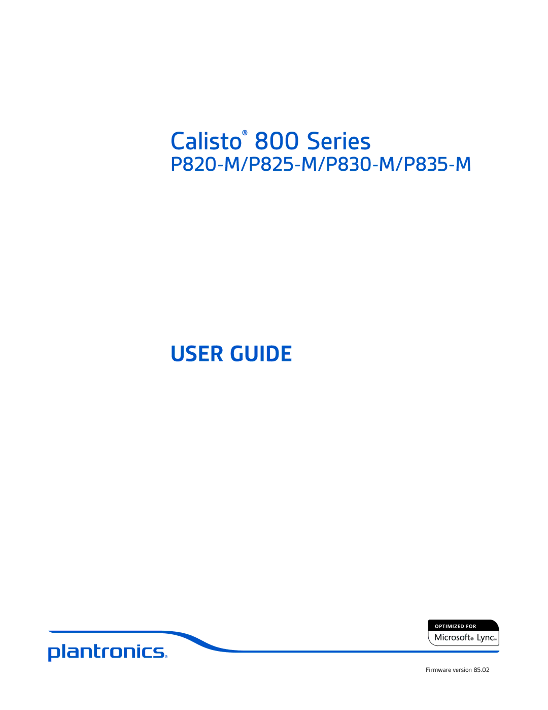 Plantronics manual Calisto 800 Series, P820-M/P825-M/P830-M/P835-M 