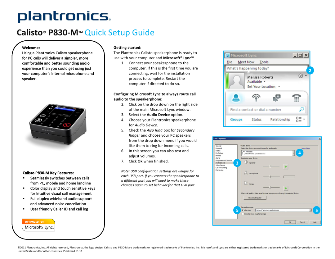 Plantronics manual P820-M/P825-M/P830-M/P835-M, Calisto 800 Series, user guide 