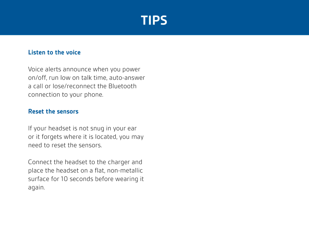 Plantronics PRO HD manual Tips, Listen to the voice 