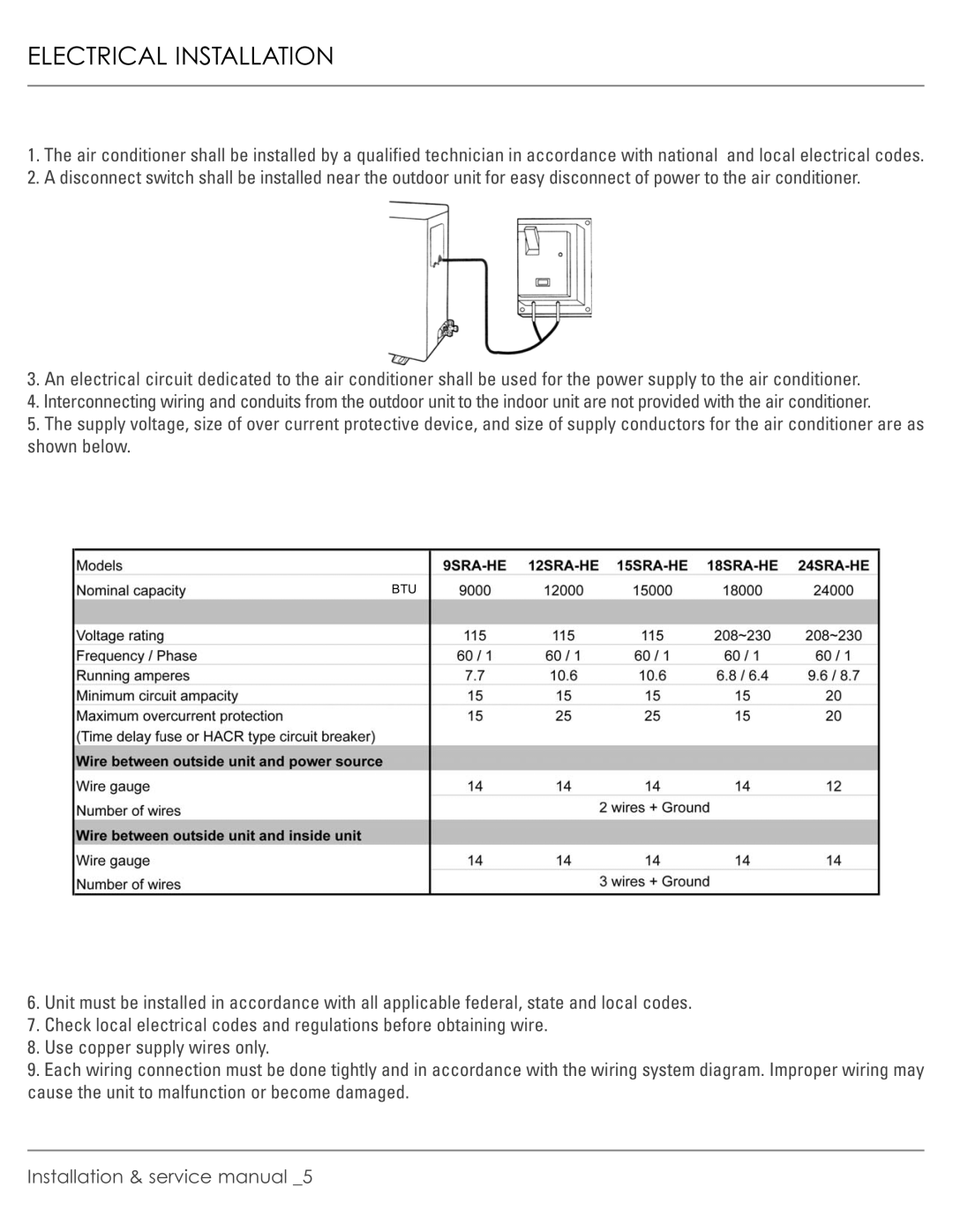 Plantronics R-410A manual Electrical Installation 