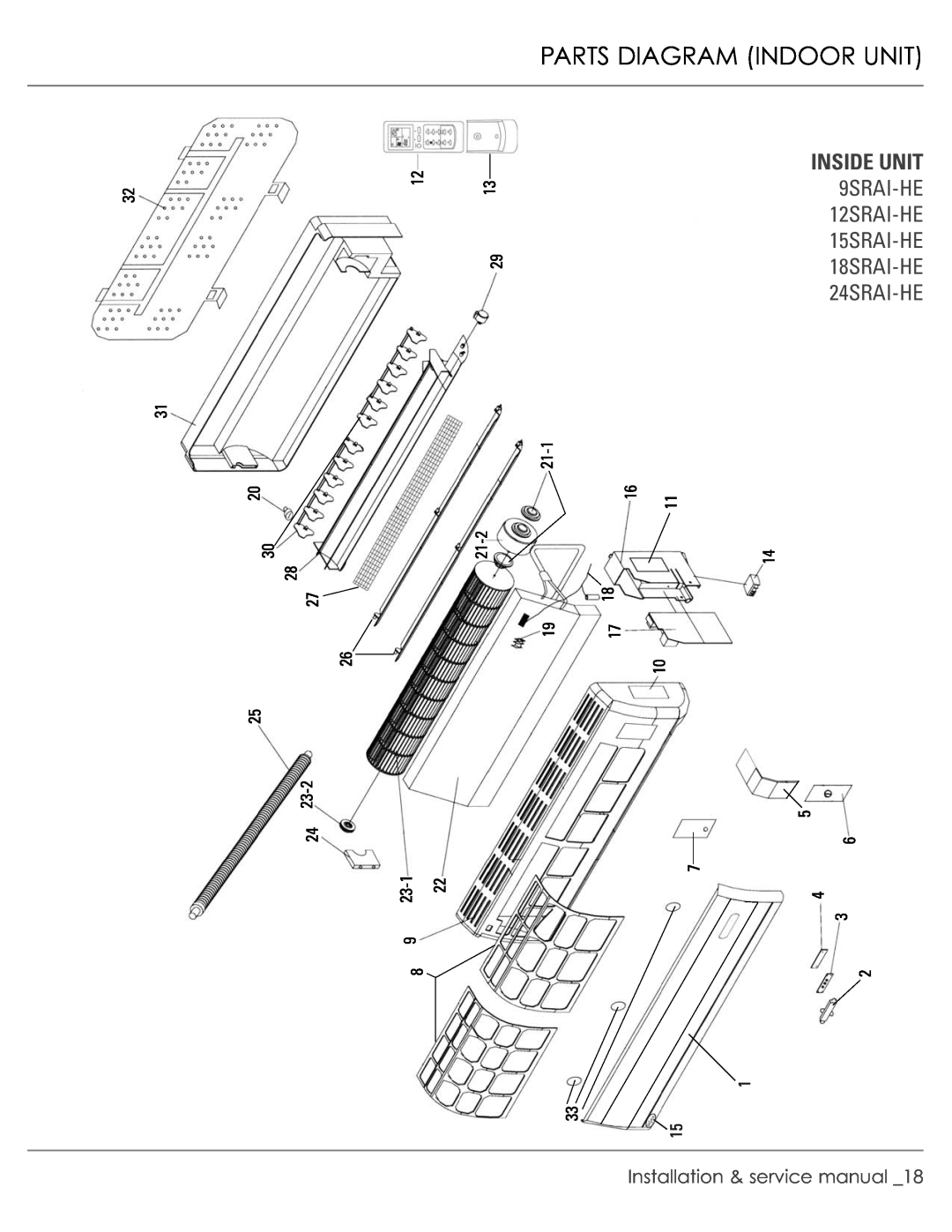 Plantronics R-410A manual Parts Diagram Indoor Unit 